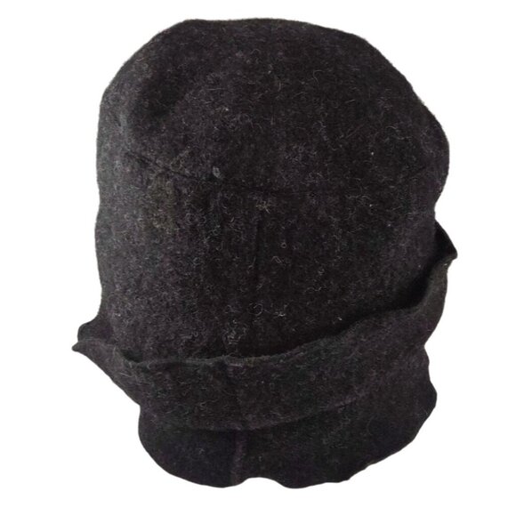 Platina Women's Charcoal Gray Wool Blend Cloche Hat With Ruffled Brim - Picture 3 of 11